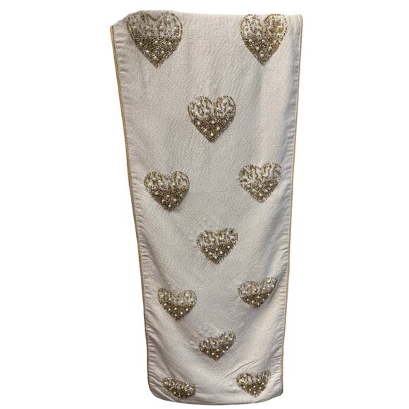 Rachel Zoe Other - Table Runner / Hearts / Valentine's Day / White and Gold tone/ Rachel Zoe/ EUC